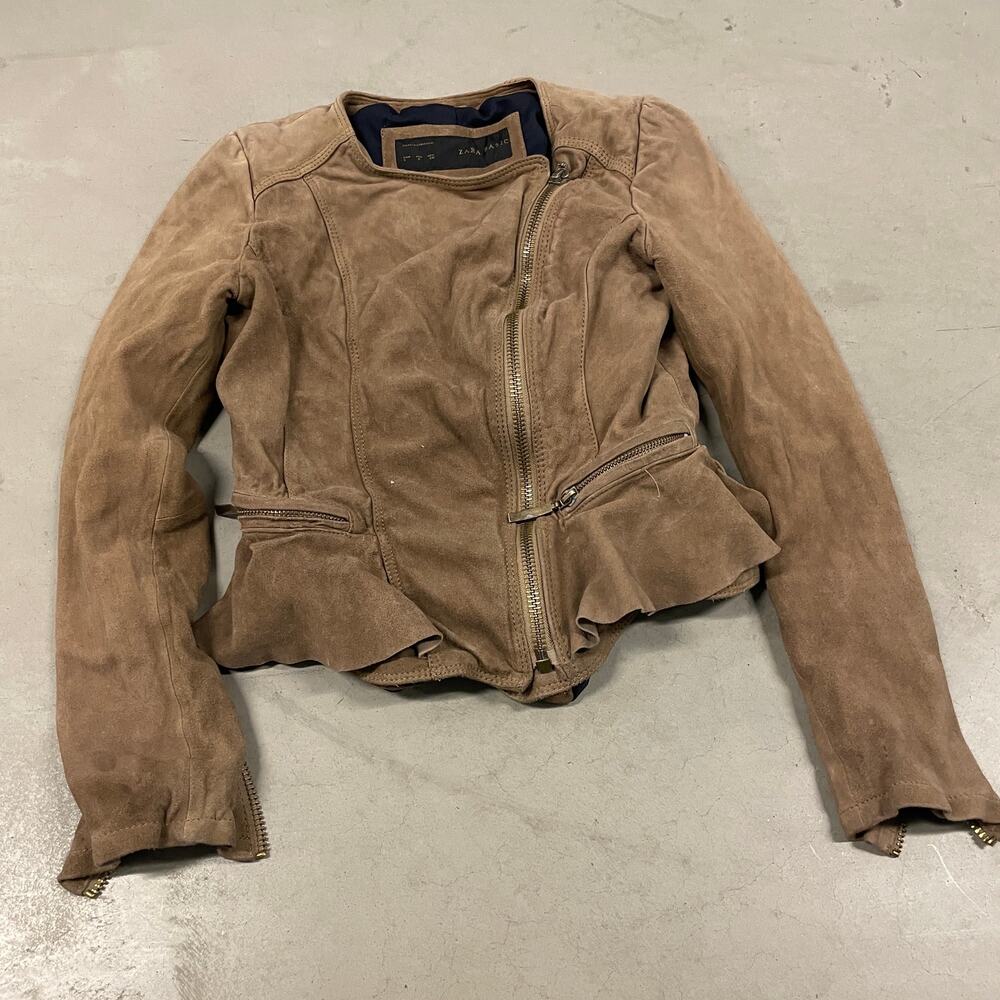 Y2K cross zip zara faux suede leather jacket